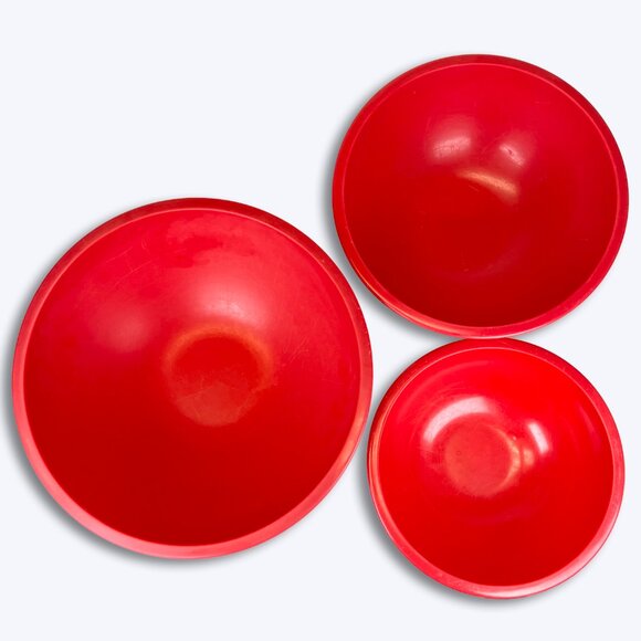 Zak Designs Red Melamine Mixing Bowls 3 Piece Set Vintage Retro Nesting Kitchen - Picture 4 of 7